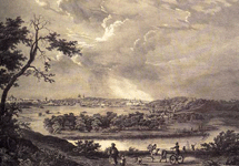 Воробьевы горы. Гравюра по рисунку О. Кадоля. 1825 год.