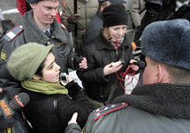 Задержание участников пикета у палестинского посольства в Москве. Фото Д.Борко/граниРу