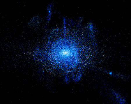 Сфероид, представляющий собой одну из компьютерных реализаций звездного ореола Млечного пути или M31. Изображение с сайта www.astro.caltech.edu/~schapman/m31haloinfo.html