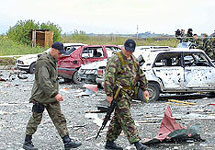 Перестрелка чеченских и ингушских милиционеров. Фото с сайта "Новых Известий"