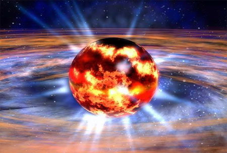 Нейтронная звезда, состоящая из экзотичного материала. Изображение NASA/Dana Berry с сайта New Scientist