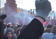 Беспорядки на Манежной площади 11 декабря 2010 г. Кадр Грани-ТВ
