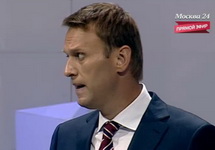 Алексей Навальный на дебатах кандидатов в мэры Москвы. Кадр "Москвы-24"