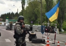 Блокпост украинской армии у Славянска. Кадр видеозаписи