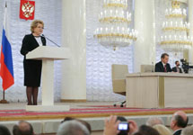 Валентина Матвиенко на совместном заседании Совфеда и Госдумы. Фото с сайта duma.gov.ru