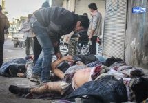 После удара по рынку в Сирии. Кадр местного телевидения
