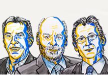 Жан-Пьер Саваж, Фрезер Стоддарт и Бернард Феринга. С сайта nobelprize.org