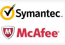 Логотипы Symantec и McAfee 