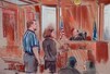 Брайан Риган (слева). Рисунок, сделанный в зале суда/AP