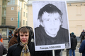 Бывший "болотный узник" Рихард Соболев со своим портретом на шествии 2 февраля. Фото Евгении Михеевой/Грани.Ру