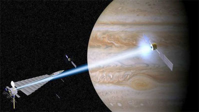 Фантазия художника на тему полетов к Юпитеру с помощью Mag-beam. С сайта www.spaceflightnow.com