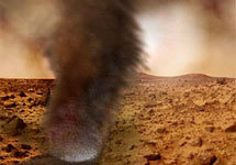 "Пыльный дьявол" на Марсе. Фантазия художника. University of Michigan