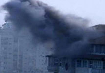 Взрыв радиостанции 'Голос Аль-Аксы' в Газе. Кадр CNN
