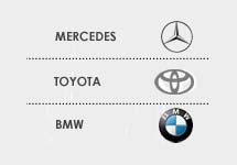 Логотипы Mercedes, BMW и Toyota