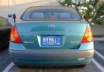 Toyota Prius, вид сзади. Фото с сайта www.altfuels.org