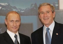 Путин и Буш на встрече в Сантьяго. Фото АР