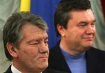 Ющенко и Янукович после переговоров в Мариинском дворце. Фото AP