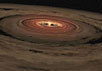 Так художник представляет себе вид коричневого карлика OTS 44, окруженного протопланетным облаком. Изображение NASA/JPL-Caltech