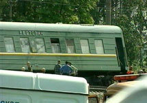 После теракта на железной дороге в Подмосковье. Съемки ОРТ