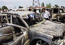 Назрань после нападения боевиков 22 июня 2004 года. Фото с сайта  www.newizv.ru