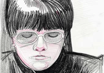 Судья Мещанского суда Ирина Колесникова, рисунок Павла Шевелева из книги ''Рисунки по делу'', галерея ''Ковчег''