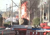Пожар на станции Перерва. Кадр телеканала ''Россия''