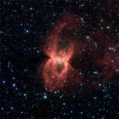 Туманность Черной Вдовы из южного созвездия Циркуля. Фото NASA/JPL-Caltech/Univ. of Wisc.
