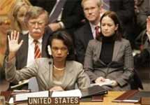 Госсекретарь США Кондолиза Райс голосует за резолюцию Совбеза ООН по Сирии. Фото АР