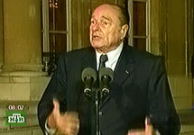  Жак Ширак выступает по поводу беспорядков во Франции. Кадр НТВ