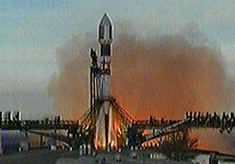 Старт ракеты-носителя «Союз-ФГ» с аппаратом "Венера-экспресс". Кадр НТВ