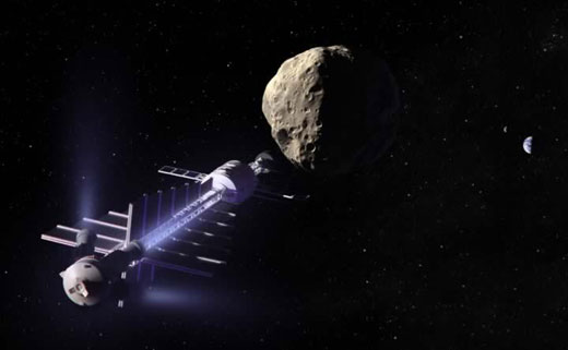 Для "обработки" астероида поперечником 200 метров космический корабль весом в 20 тонн должен будет висеть в 50 метрах от астероидной поверхности в течение приблизительно одного года. Изображение: Dan Durda, FIAAA/B612 Foundation