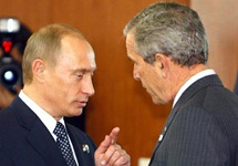Встреча Владимира Путина и Джорджа Буша в Пусане. Фото АР