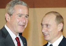 Встреча Владимира Путина и Джорджа Буша в Пусане. Фото АР