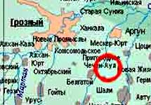Чечен-аул на карте Чечни. Изображение с сайта  Mirkart.ru