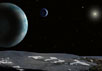 Плутон и его луна Харон, наблюдаемые с поверхности одного из недавно обнаруженных маленьких спутников Плутона. Фантазия художника. ИзображениеDavid Aguilar/Harvard-Smithsonian Center for Astrophysics