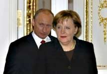 Ангела Меркель и Владимир Путин. Фото АР