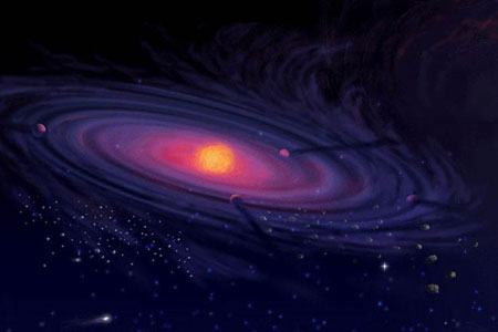 Формирование планетной системы. Изображение с сайта www.astro.uwo.ca/~vorobyov/