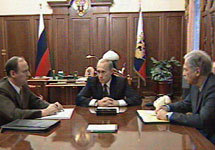 Патрушев, Путин, Грызлов на совещании в Кремле после захвата заложников на Дубровке. Съемки НТВ