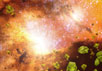Так художник представляет себе мелкие зеленоватые кристаллы в активном ядре сталкивающихся галактик. Изображение NASA/JPL-Caltech с сайта www.jpl.nasa.gov
