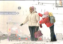 Снегопад в Москве. Кадр НТВ