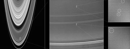 Крошечные "минилуны", постоянно пребывающие в пределах колец Сатурна. Фото NASA/JPL/Space Science Institute с сайта saturn.jpl.nasa.gov