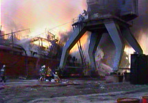 Пожар на танкере "Дживанна" в Калининграде. Кадр 1 телеканала