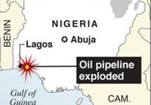 Взрыв на нефтепроводе в Нигерии. Изображение АР