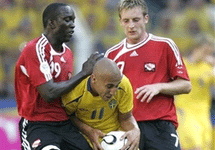 Фрагмент матча Швеция - Тринидад и Тобаго. Фото АР