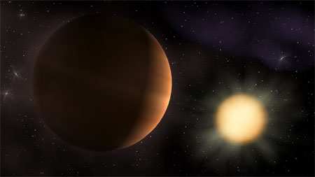 Экстрасолнечная планета TrES-2. Изображение Jeffrey Hall, Lowell Observatory с сайта www.astro.caltech.edu/~ftod/tres/tres2.html