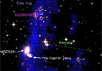 Составное изображение (радиодиапазон/оптический диапазон/ультрафиолетовые лучи) NGC 5291 и окрестностей, включая потоки газа и звезд, вызванные столкновением галактик. Изображение: P-A Duc, CEA-CNRS/NRAO/AUI/NSF/NASA с сайта www.nrao.edu