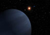 Так художник представляет себе систему звезды 55 Cancri. Недавно обнаруженная планета находится на переднем плане. Это газовый гигант, масса которого равна половине массы Сатурна. (NASA/JPL-Caltech)
