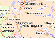 Фрагмент карты Ставропольского края. С сайта maps.yandex.ru