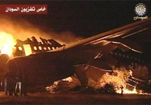 Катастрофа самолета в Судане. Кадр Sudan TV