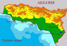 Карта Абхазии. Изображение с сайта mptour.ru